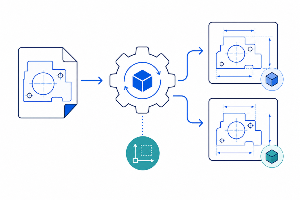 「DXFの単位を正しく扱う｜$INSUNITS・mm・inchとezdxfの尺度変換」の内容を表す技術イラスト