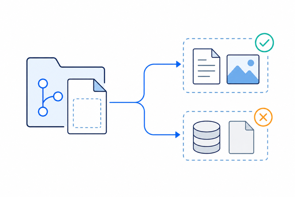 「Git .gitignore入門｜管理しないファイルを安全に除外する基本」の内容を表す技術イラスト