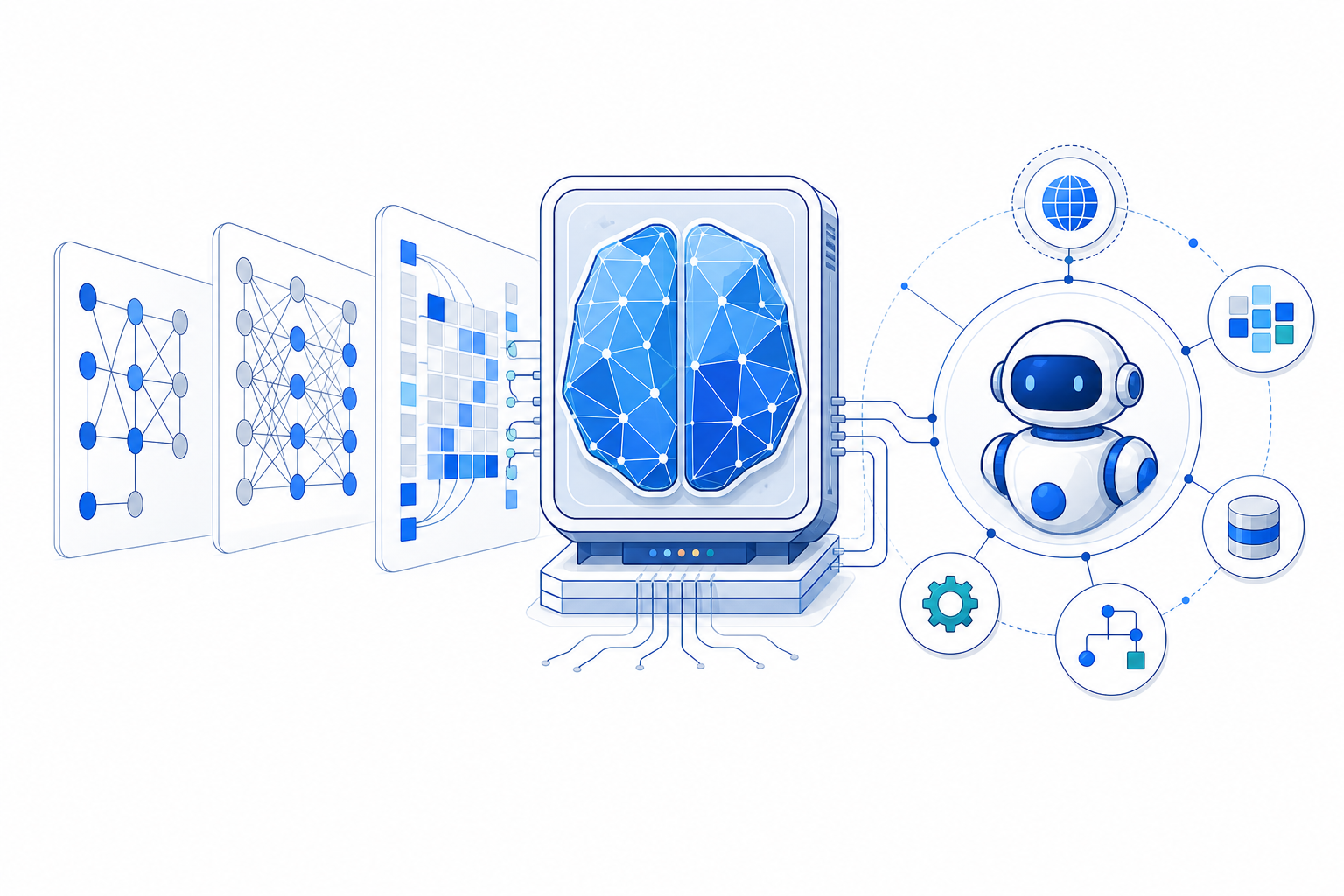 「生成AIはどう進化したのか｜TransformerからAI Agentまでの技術史」の内容を表す技術イラスト